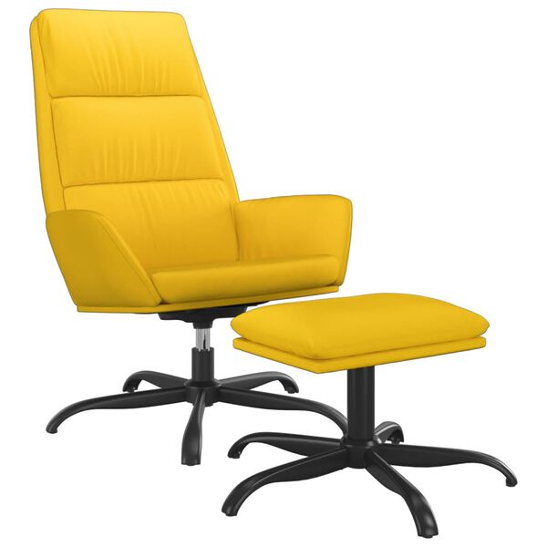 vidaXL l&aelig;nestol med fodskammel fl&oslash;jl sennepsgul