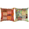 vidaXL hynder med patchwork 2 stk. h&aring;ndlavet 45 x 45 cm orange/gr&oslash;n