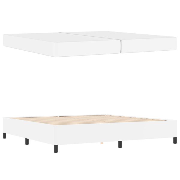 vidaXL Sengestel med madras Hvid 200 x 200 cm Stof