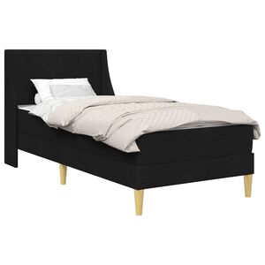 vidaXL Sengeramme med madras med hovedg&aelig;rde Sort 90 x 190 cm Stof