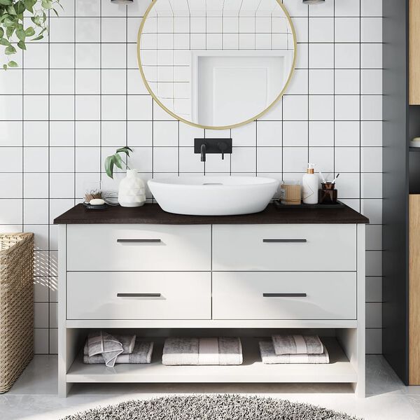 vidaXL bordplade til badev&aelig;relse 100x40x2 cm massivt tr&aelig; m&oslash;rkebrun