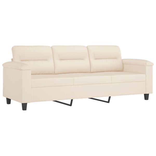 vidaXL 3-personers sofa med puder 180 cm mikrofiberstof beige
