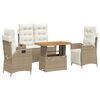 vidaXL spisebordss&aelig;t til haven 4 dele med hynder polyrattan beige