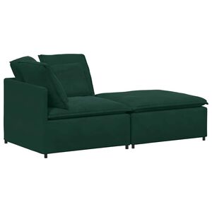 vidaXL modulsofa med fodskammel og hynder fl&oslash;jl m&oslash;rkegr&oslash;n