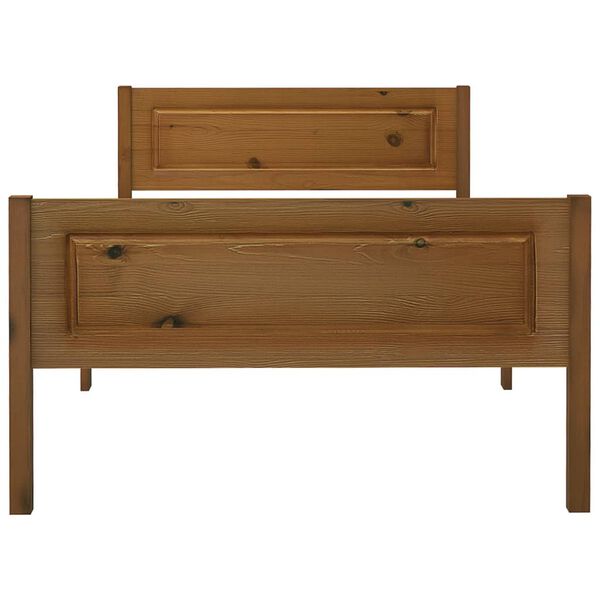 vidaXL sengestel 90x200 cm massivt fyrretr&aelig; gyldenbrun