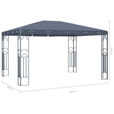 vidaXL pavillon med LED-lyskæder 400x300 cm antracitgrå