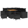 vidaXL Havesofa S&aelig;t med pude med opbevaring 8 pcs Sort polyrattan
