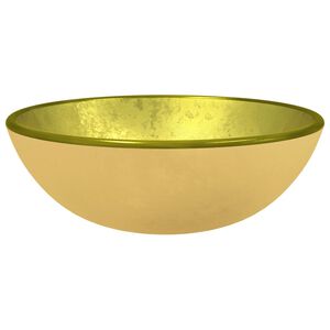 vidaXL h&aring;ndvask 35x12 cm h&aelig;rdet glas guldfarvet