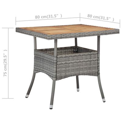 vidaXL spisebordssæt til haven 5 dele polyrattan og akacietræ grå