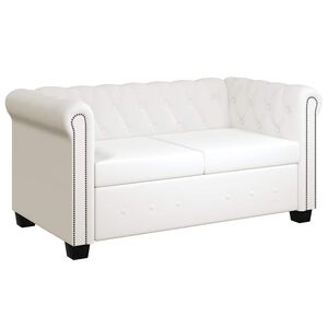 vidaXL 2-personers Chesterfield sofa kunstl&aelig;der hvid