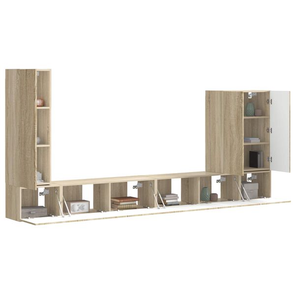 vidaXL Tv v&aelig;gskab s&aelig;t V&aelig;gmonteret 6 pcs Sonoma eg