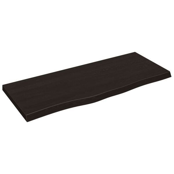 vidaXL bordplade 100x40x(2-4) cm behandlet massivt egetr&aelig; m&oslash;rkebrun