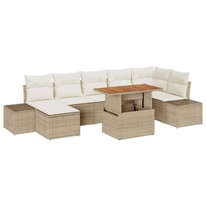 vidaXL Havesofa S&aelig;t med pude 8 pcs Beige og creme