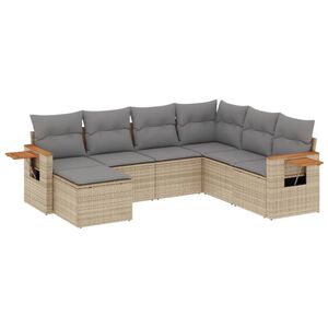 vidaXL sofas&aelig;t til haven 7 dele med hynder polyrattan beige