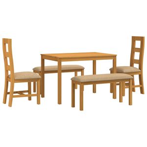 vidaXL Spisestues&aelig;t 5 stk. Beige Massivt Eg Tr&aelig;