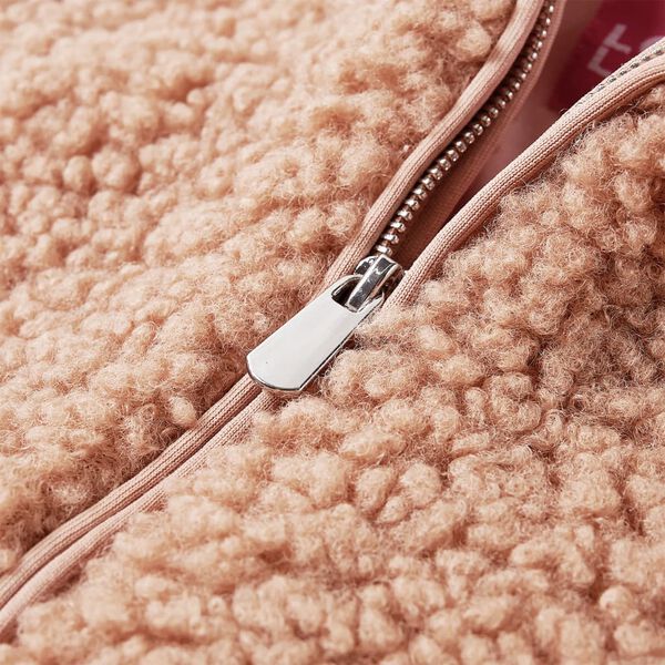 Jakke til børn str. 116 blød imiteret pels cognacfarvet