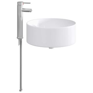 vidaXL Vask med armatur og afl&oslash;b Krom 40,5 x 40,5 x 15,5 cm Keramik