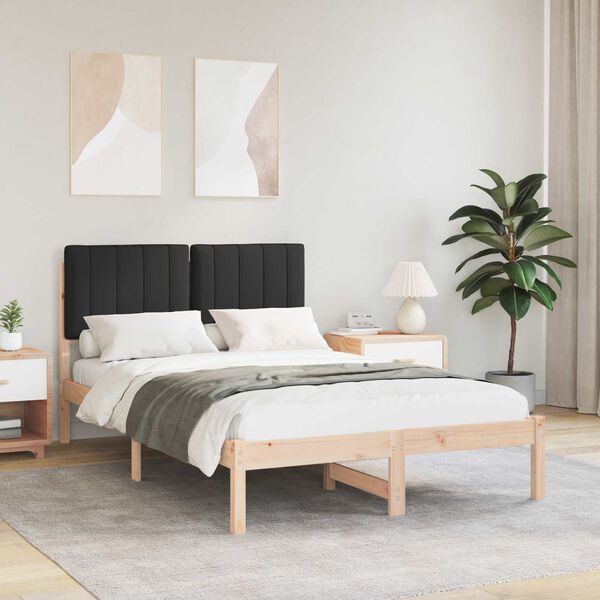 vidaXL Sengestel med Polstret Hovedgavl Sort 120 x 190 cm