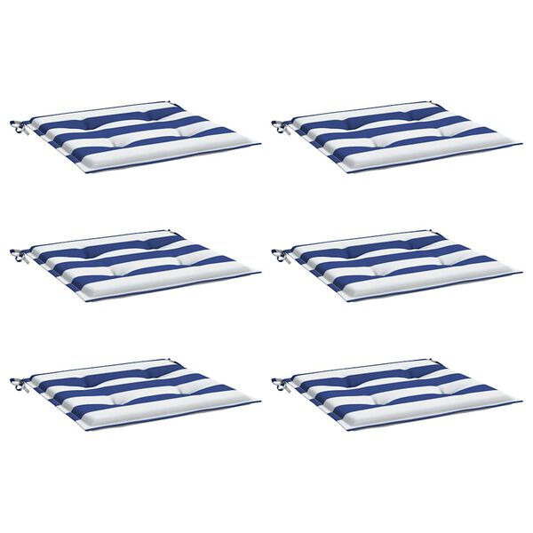 vidaXL stolehynder 6 stk. 50x50x4 cm stof striber bl&aring; og hvid