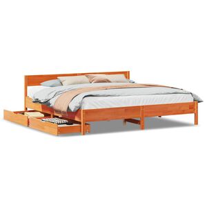 vidaXL sengeramme uden madras 180x200 cm massivt fyrretr&aelig; gyldenbrun