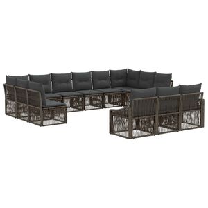vidaXL Havesofa S&aelig;t 13 stk. Gr&aring; polyrattan