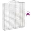 vidaXL buede gabionkurve 6 stk. 200x50x220/240 cm galvaniseret jern