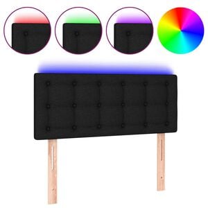 vidaXL sengegavl med LED-lys 80x5x78/88 cm stof sort