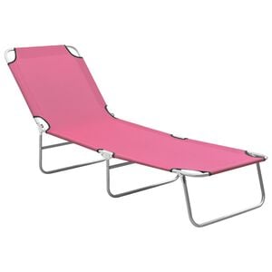 vidaXL foldbar liggestol st&aring;l og stof pink