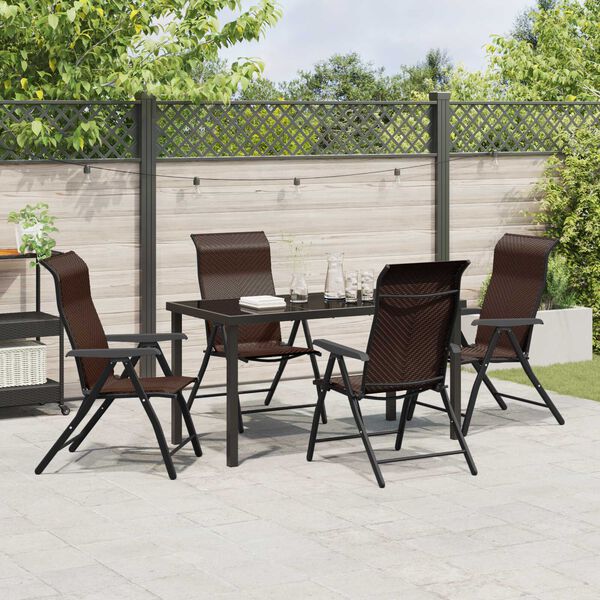 vidaXL Have Spisebordss&aelig;t 5 pcs Brun Poly rattan