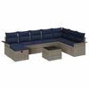 vidaXL Havesofa S&aelig;t 9 stk. Gr&aring; og Marinebl&aring; polyrattan