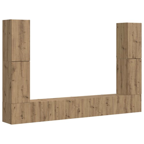 vidaXL TV-m&oslash;bels&aelig;t 8 pcs Artisan Egetr&aelig; Konstrueret tr&aelig;