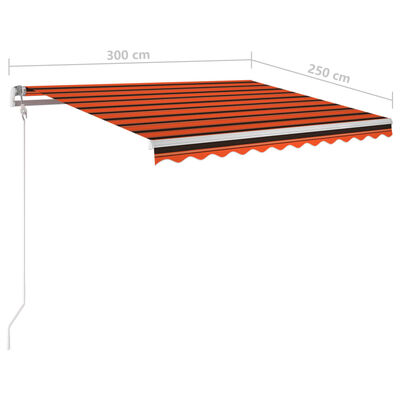 vidaXL markise m. stolper 3x2,5 m manuel betjening orange og brun