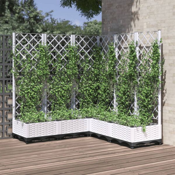 vidaXL plantekasse med espalier 120x120x121,5 cm PP hvid