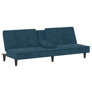 vidaXL sovesofa med kopholdere velour bl&aring;