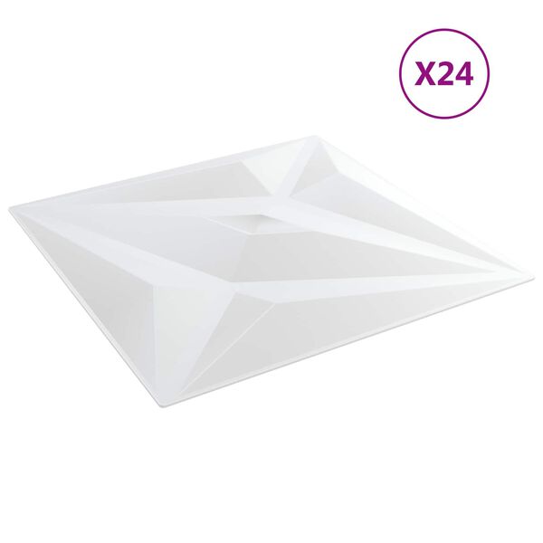 vidaXL V&aelig;gpaneler Stjerne 24 pcs Hvid Star 50 x 50 cm XPS Skum