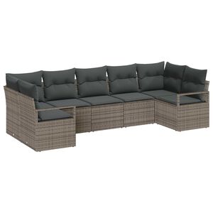 vidaXL Sofa S&aelig;t med pude 7 pcs Gr&aring; polyrattan