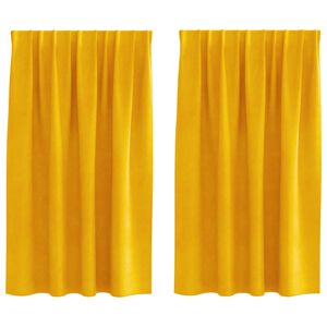 vidaXL M&oslash;rkl&aelig;gningsgardiner 2 pcs Sennepsgul 140 x 140 cm Fl&oslash;jl