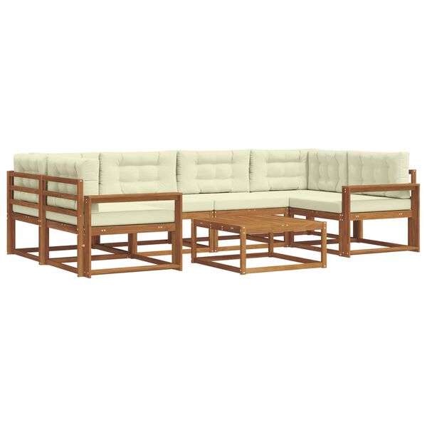 vidaXL Udend&oslash;rs sofagruppe med pude 7 pcs Naturlig og Fl&oslash;de