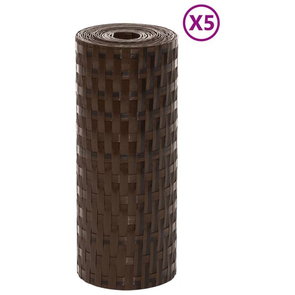 vidaXL altanafskærmninger 5 stk. 255x19 cm polyrattan brun og sort