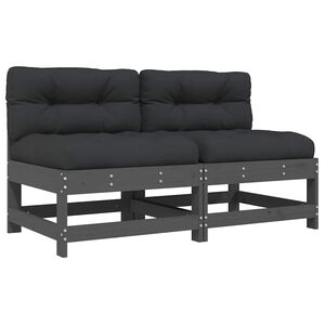 vidaXL midtermoduler til sofa 2 stk. med hynder massivt fyrretr&aelig; gr&aring;