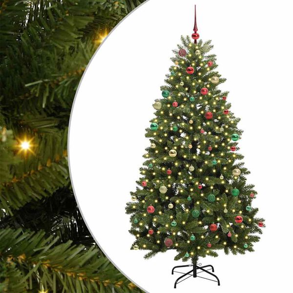 vidaXL Kunstigt juletr&aelig; med 300 LED'er Gr&oslash;n 210 cm PVC og metal
