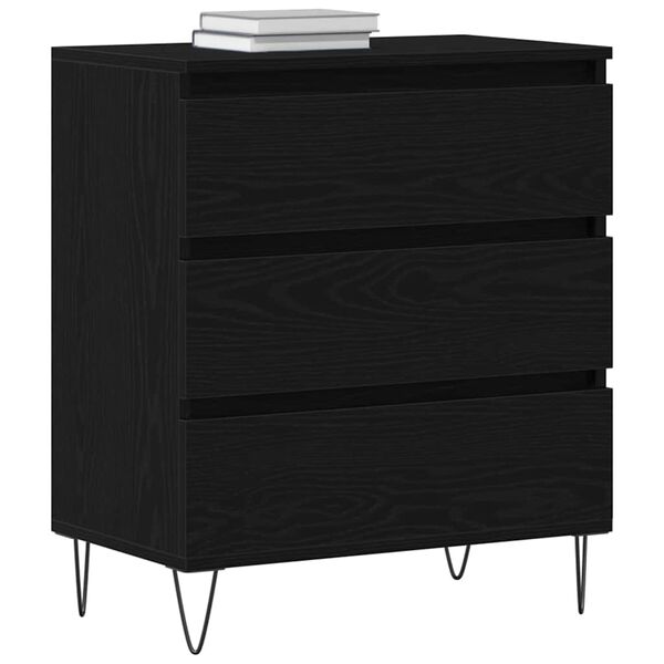 vidaXL Sideboard med skuffe Sort eg 60 x 35 x 70 cm Konstrueret tr&aelig;