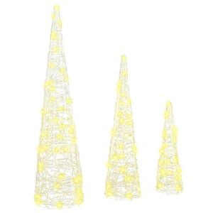 vidaXL Juletr&aelig; 3 stk. 90 LED'er Varm hvid 20 x 20 x 80 cm Akryl