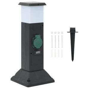 vidaXL udend&oslash;rs s&oslash;jle med stikkontakter og lampe + spyd 16x16x39,5 cm
