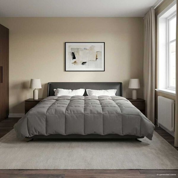 vidaXL Hel&aring;rs dyne Quilting Lysegr&aring; 220 x 260 cm Mikrofiber