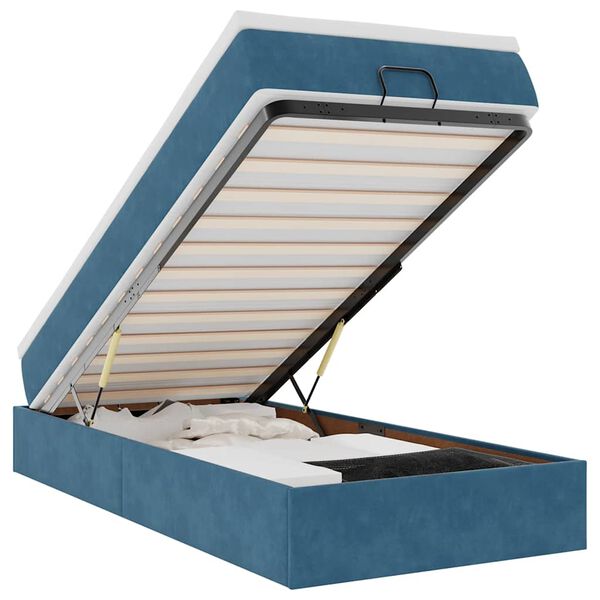 vidaXL osmannisk sengeramme med madras 90x200 cm fl&oslash;jl m&oslash;rkebl&aring;