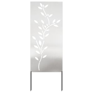 vidaXL Have privatliv sk&aelig;rm Blomstret S&oslash;lv 50 x 140 cm Rustfrit st&aring;l