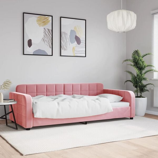 vidaXL daybed 90x200 cm velour pink