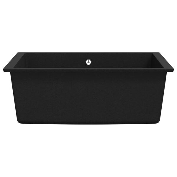 vidaXL køkkenvask med overløbshul granit sort