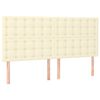 vidaXL sengeramme med sengegavl 160x200 cm kunstl&aelig;der cremefarvet
